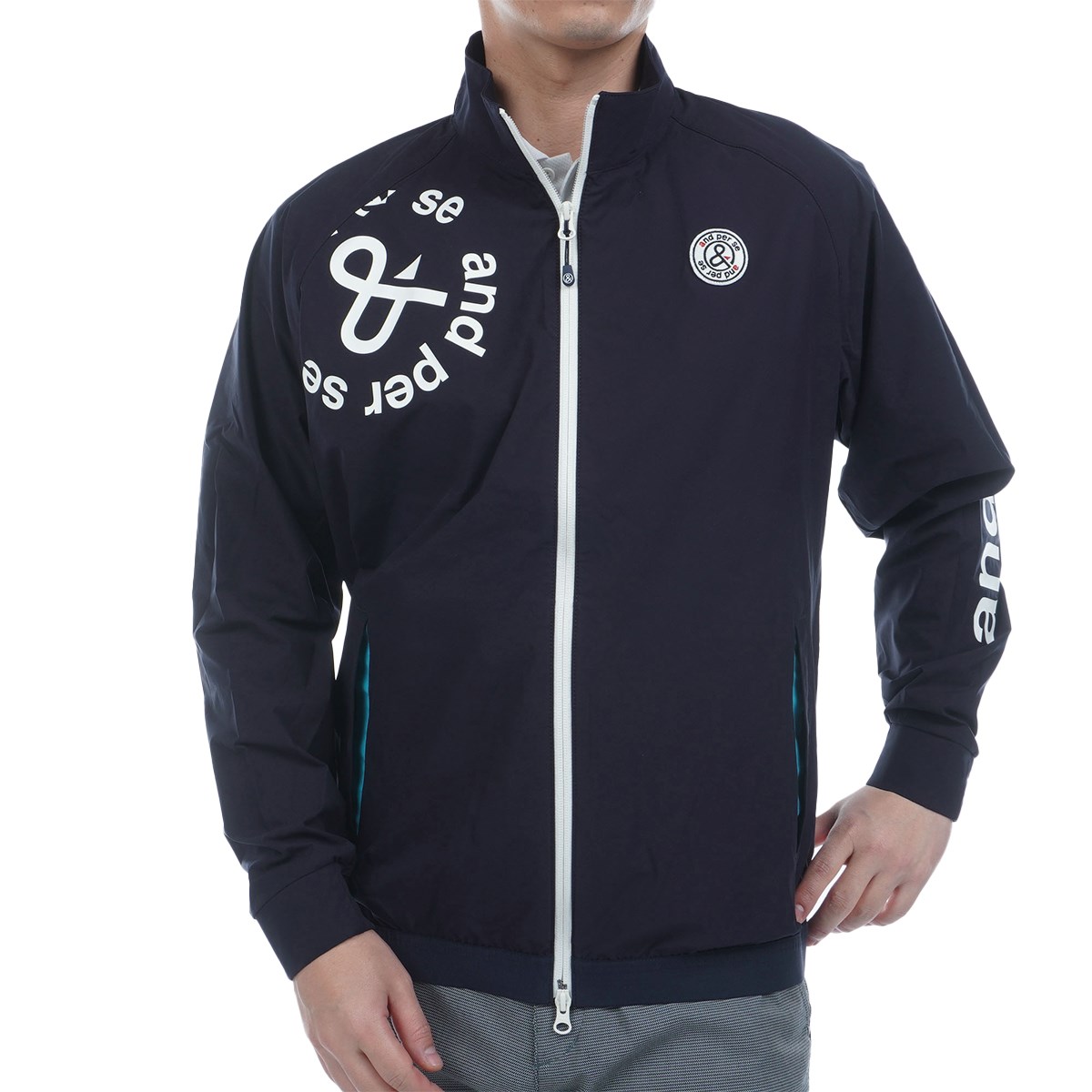 アンパスィ ネイビー フード付き 中綿 ブルゾン レディース L