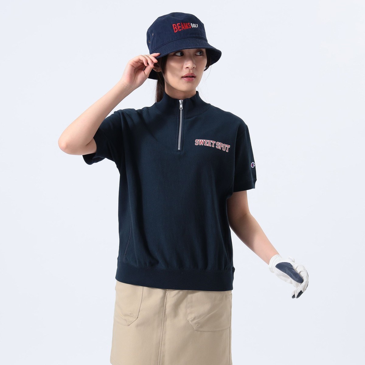 [l܂] r[XSt BEAMS GOLF ORANGE LABEL ʒ Champion o[XEB[u(R)n[tWbv vI[o[ lCr[ 79 fB[X