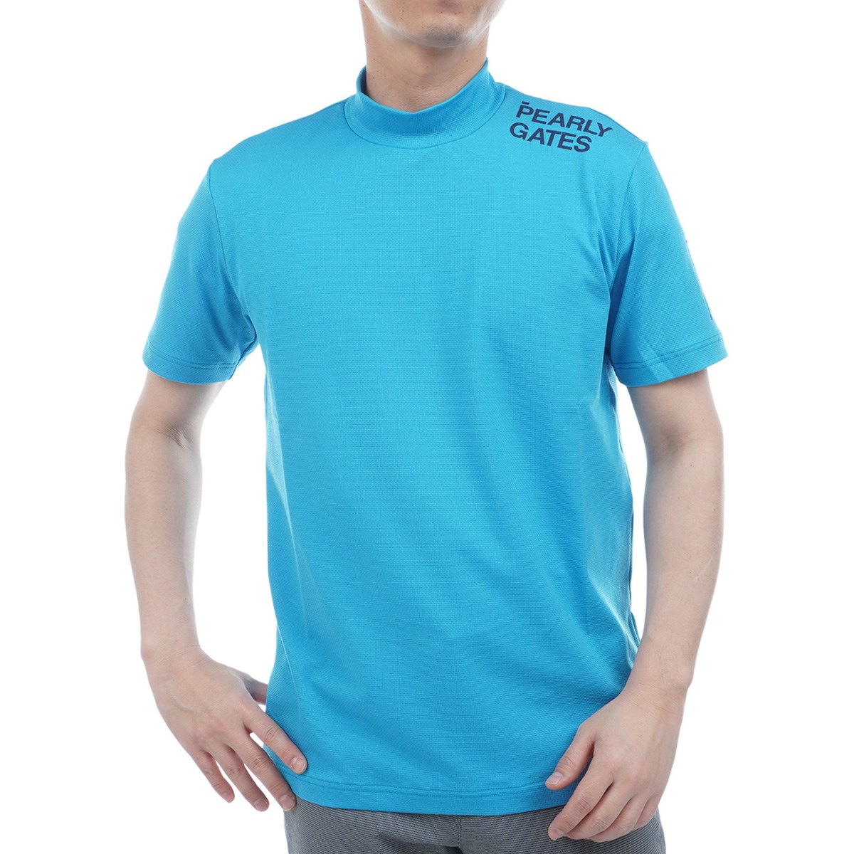 パーリーゲイツ メンズ 半袖カットソー ブルー サイズ4 PEARLY GATES】4WAYリップル半袖ハイネックカットソー（Tシャツ