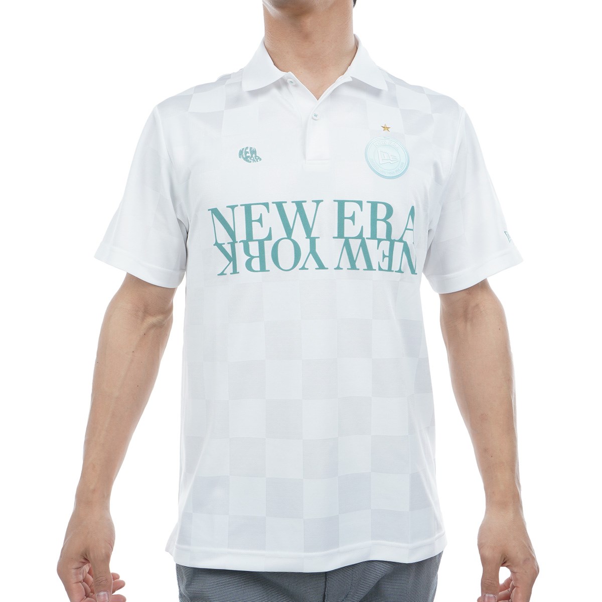 NEWERA GOLF 半袖 ポロシャツ Checker グリーン XXLサイズ 半袖 ポロシャツ Checker Pattern エメラルドグリーン | ゴルフ
