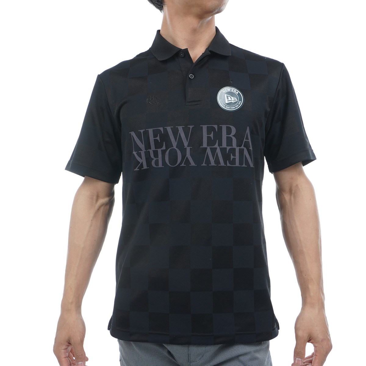 NEWERA GOLF 半袖 ポロシャツ Checker グリーン XXLサイズ checker-pattern-14391517-s-new