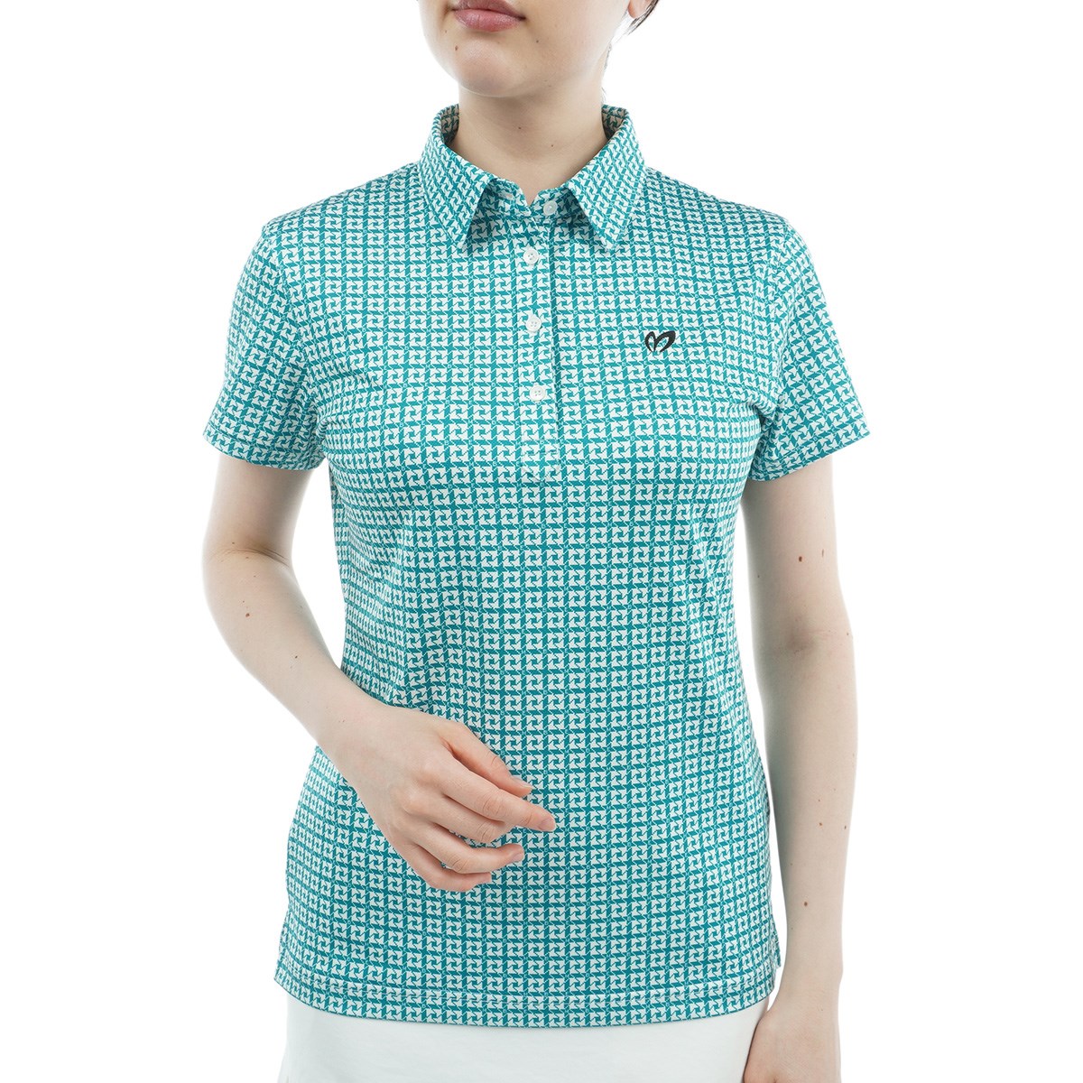 マスターバニーエディション MASTER BUNNY EDITION 千鳥プリント 半袖ポロシャツ 1 グリーン 140 レディス