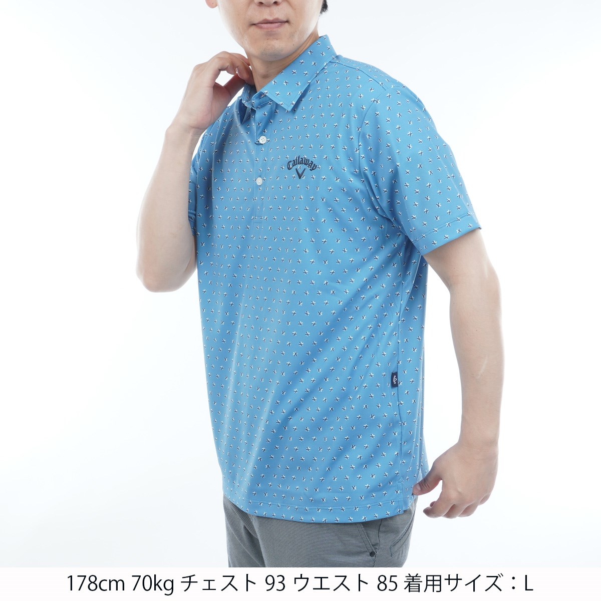 キャロウェイ　メンズポロシャツ　3L 紺色 CALLAWAY キャロウェイ 半袖ポロシャツ チェック柄 ネイビー系 M