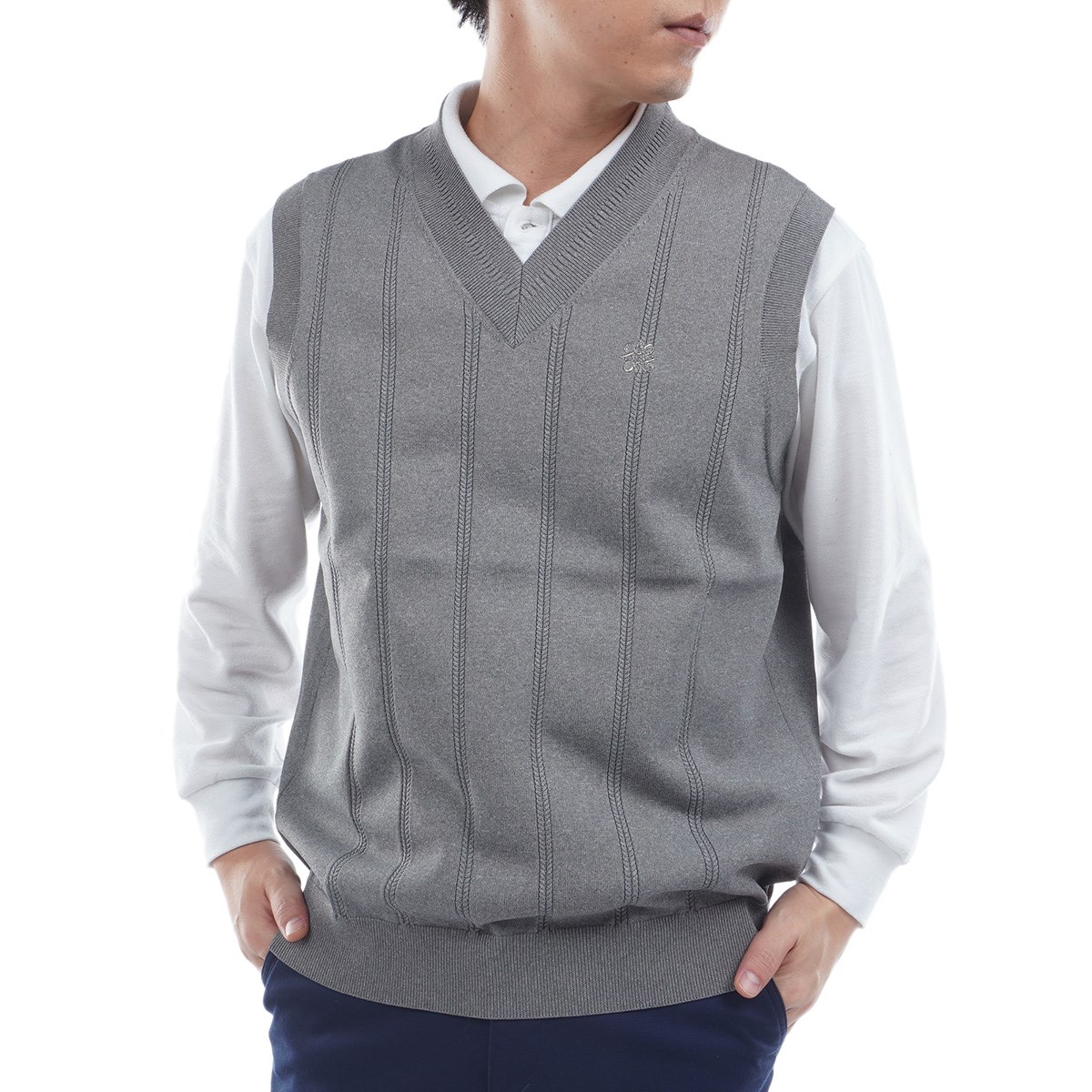 サイズ：M ST ANDREWS セントアンドリュース  ジップ ニットジャケット  ホワイト系 [240101479610] ゴルフウェア メンズ ストスト サイズ：M ST ANDREWS セントアンドリュース ジップ ニット