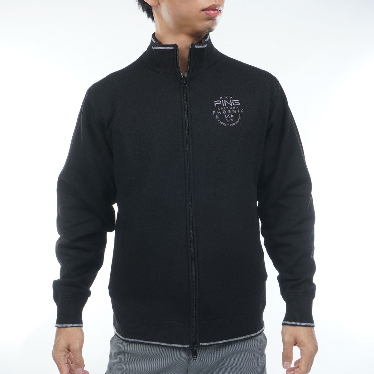 PING フルジップニットブルゾン PING APPARELリバーシブルフルジップニットブルゾン ＜GOLD＞ (MENS