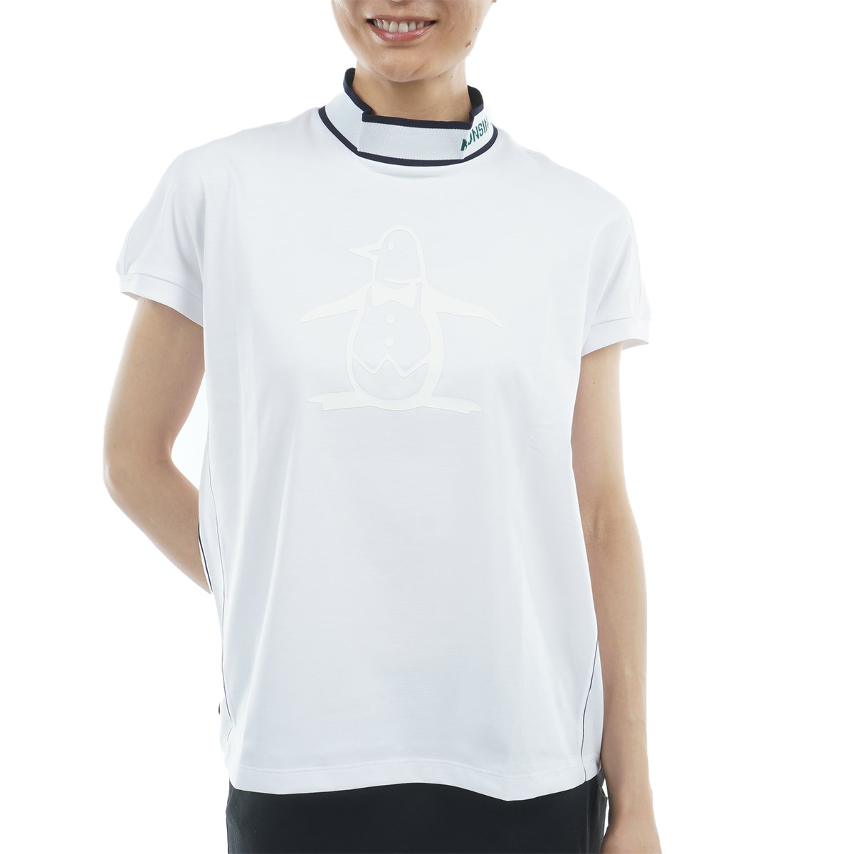 【マンシングウェア】2022年人気ビッグロゴ 半袖ゴルフモックネックシャツM Munsingwear 公式 マンシングウェア WEB限定 70周年 総柄
