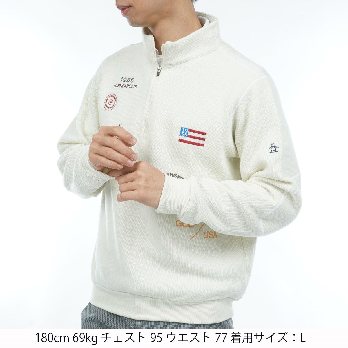 dショッピング |マンシングウェア Munsingwear 飛び刺繍 ハーフジップ