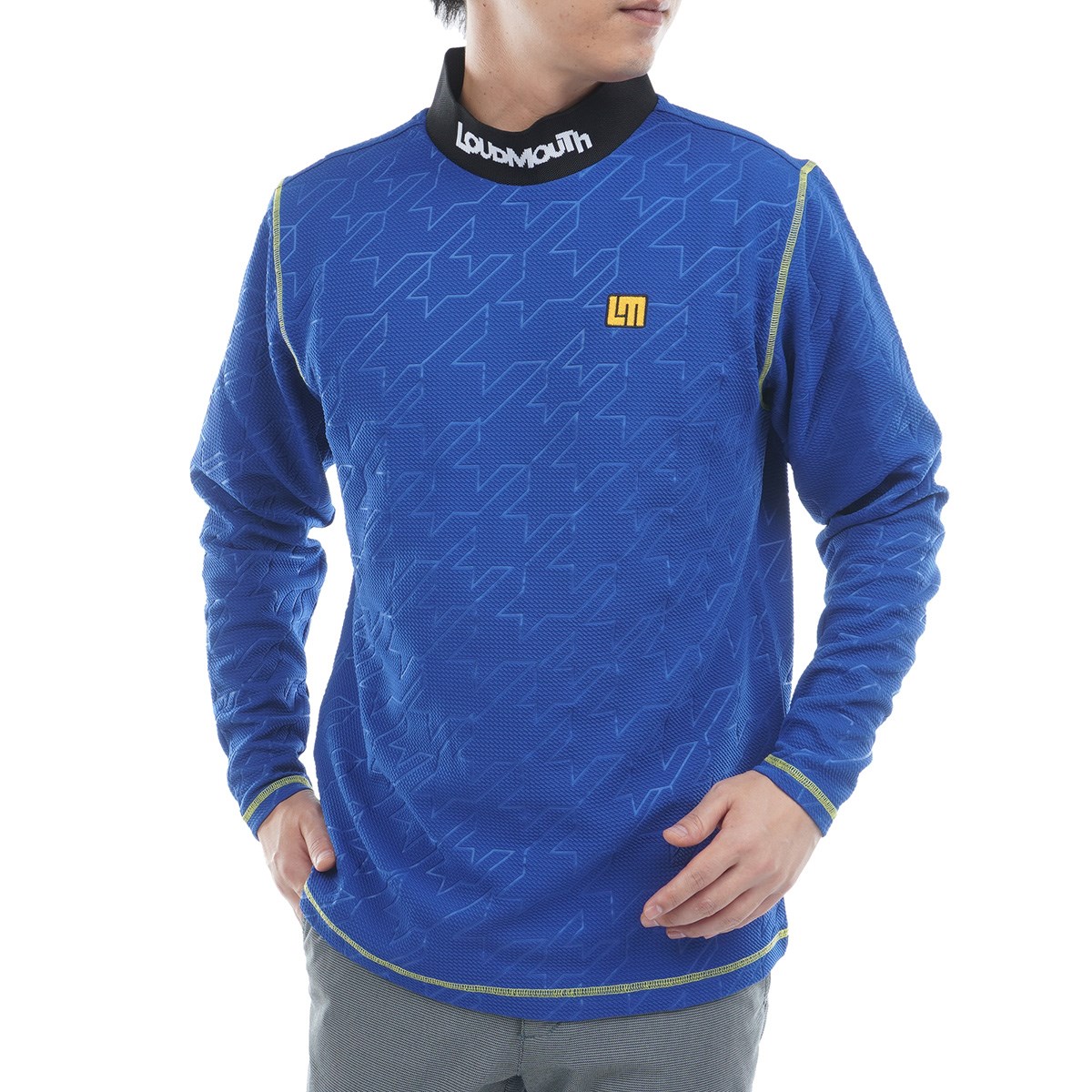 ラウドマウス LOUDMOUTH 長袖 モックネックシャツ 黒 ハイネックメンズ dショッピング |ラウドマウスゴルフ Loud Mouth Golf エンボス柄