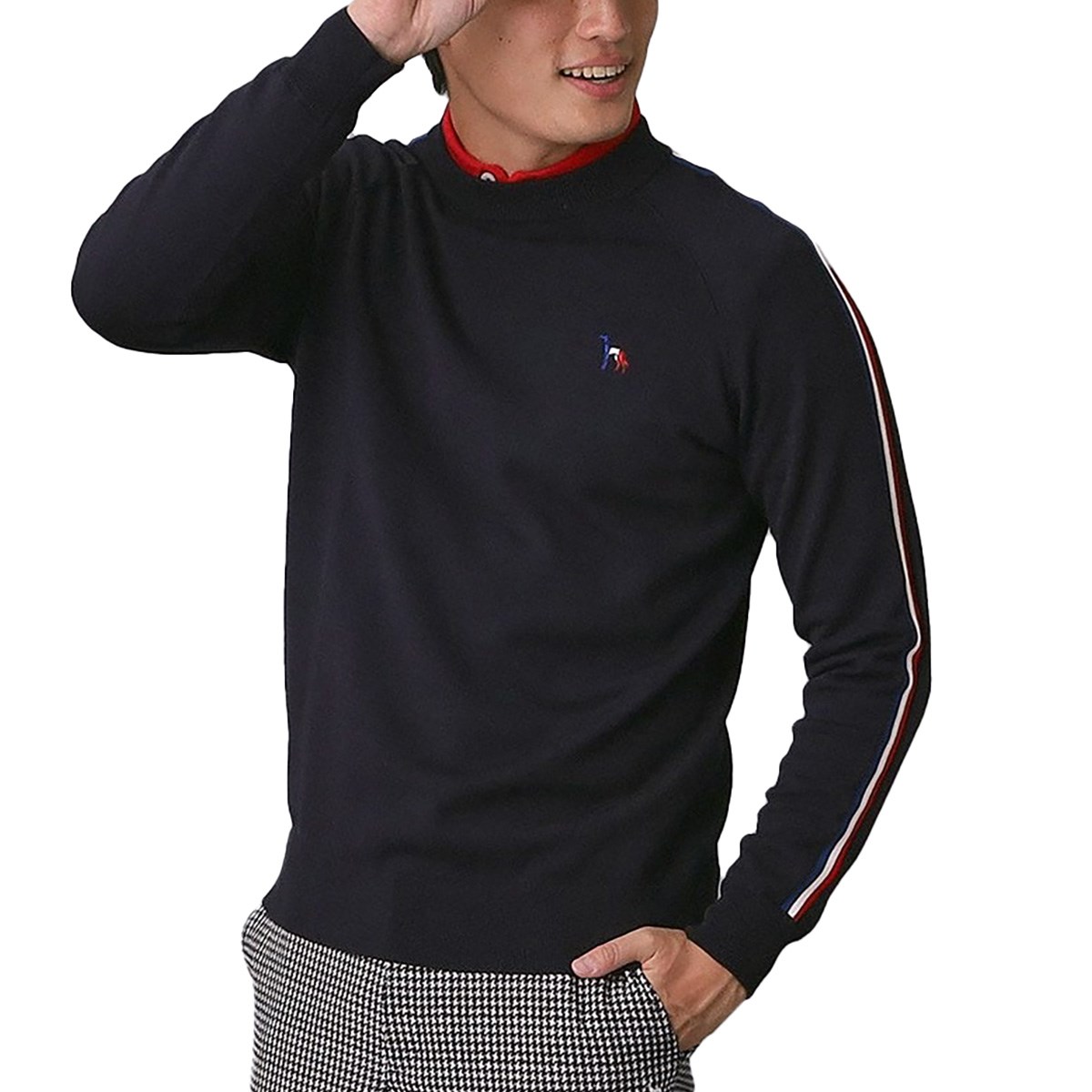 アダバットネイビー　ADABAT NAVY　スリーブラインセミモックネックセーター dショッピング |アダバットネイビー ADABAT NAVY スリーブラインセミ