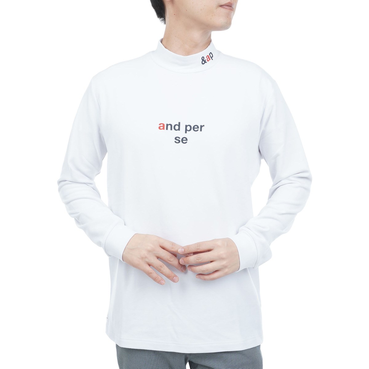 【美品】and per se モックネックシャツ ホワイト dショッピング |アンパスィ and per se ストレッチ 裏起毛 ショット