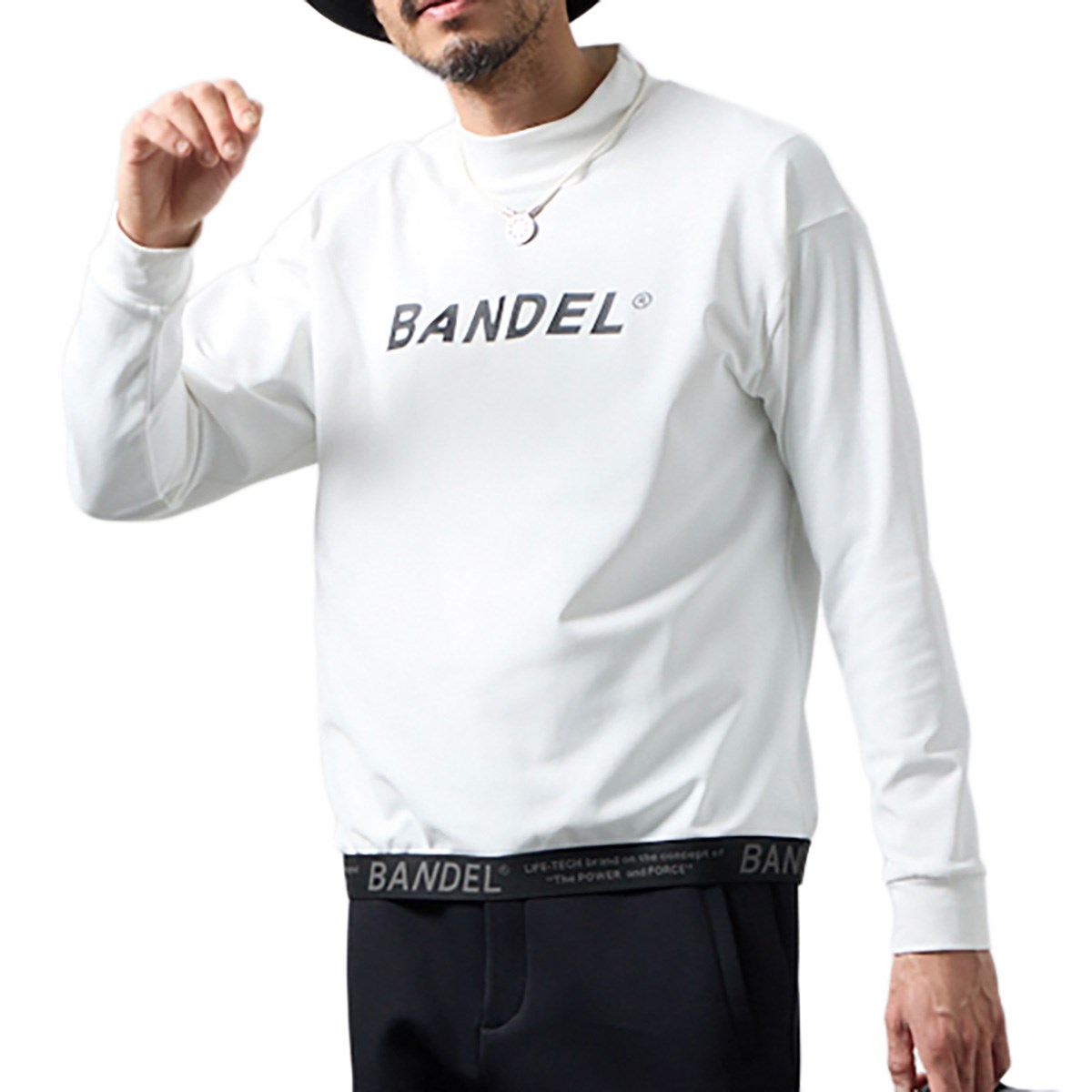 Bandel バンデル　長袖シャツ Lサイズ dショッピング |バンデル BANDEL ヘムテープ モックネック長袖シャツ